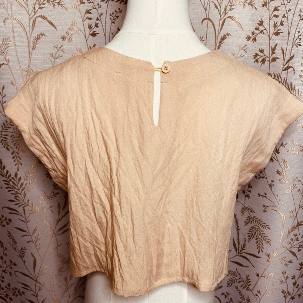 Minimalist Crop Top in Beige - Women's Sleeveless Tee - Picture 7 of 10